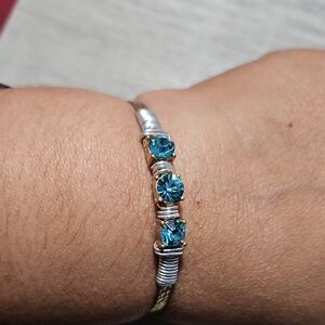 Elegant Silver and Blue Stone Bracelet